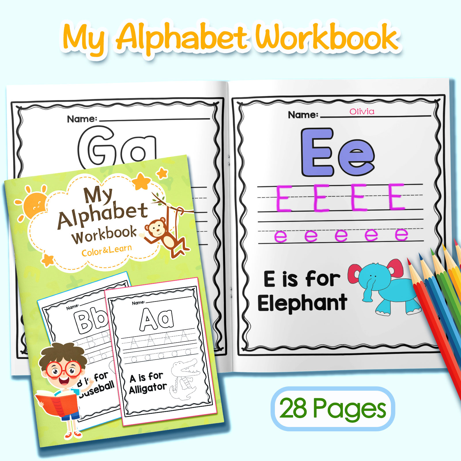 Kids Education Activities - كتاب تلوين للأطفال يحتوي على كلمات